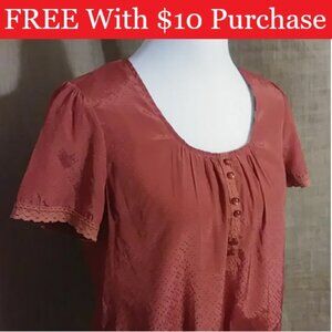 SALE - HAZEL Medium Rust Dotted Crocheted Short Dress Tunic Vintage